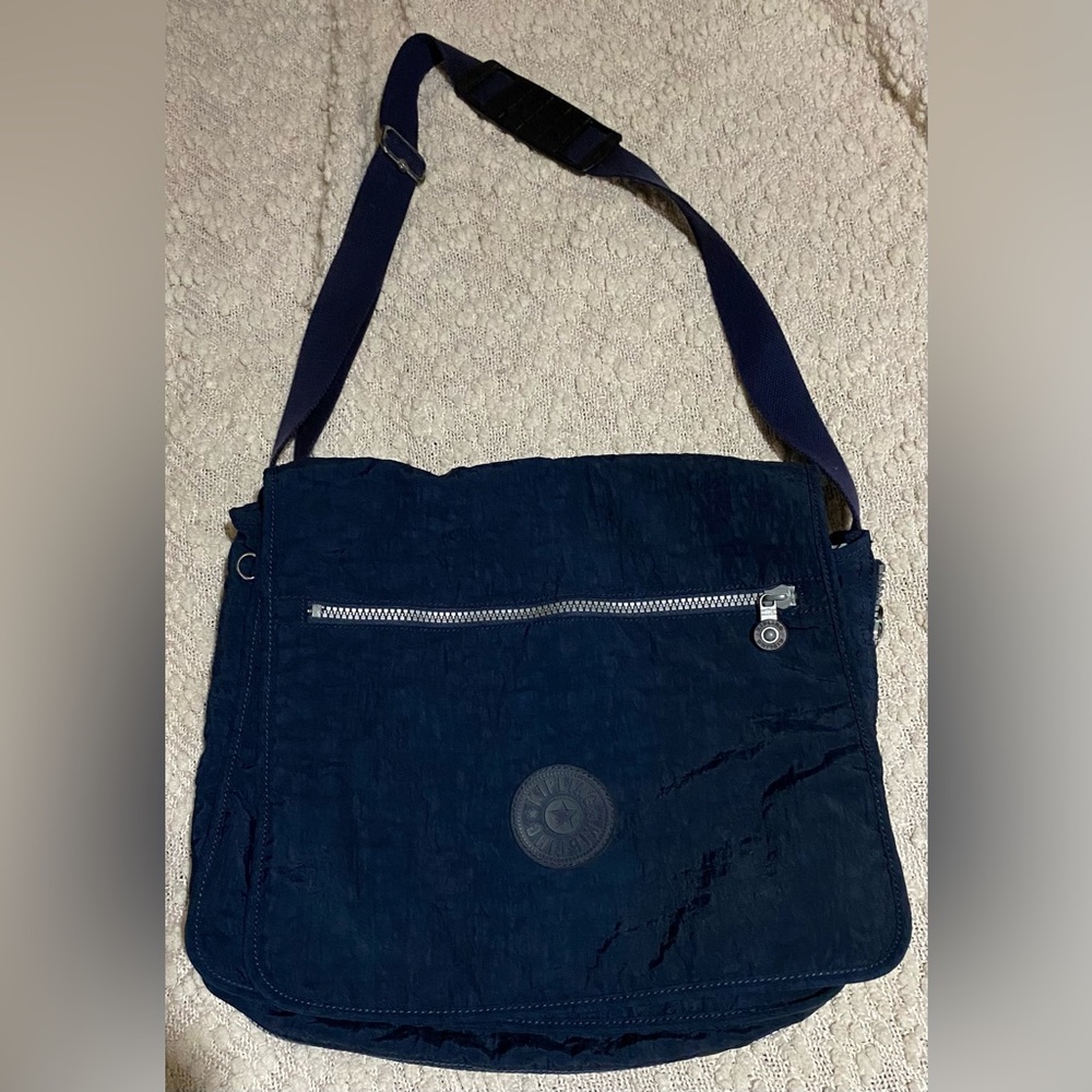 Kipling Navy Blue Nylon Crossbody Messenger Bag No Monkey Charm